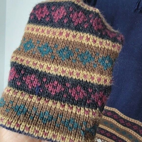 BOHO Knit Sweater Dress Geometric Pattern V-Neck Tassels Size Small* - Picture 5 of 7